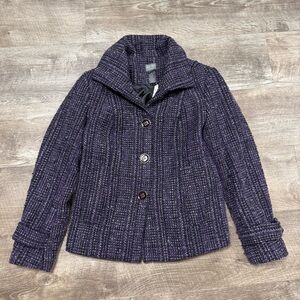 Additions by Chicos Tweed Button Front Coat Size Small
